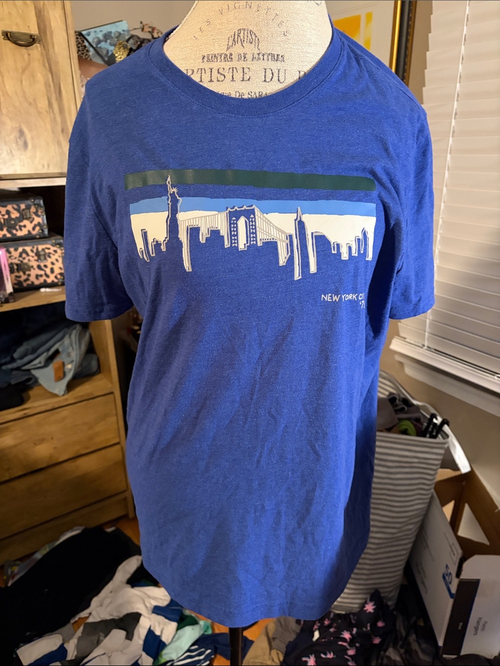 Men's Banana Republic Blue New York Skyline Graphic Tee - Large